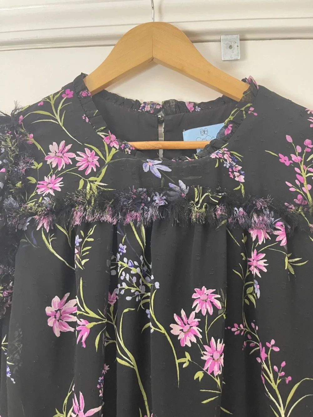 CeCe Plus Size Smocked Waist Ruffle  Sleeveless Mock Neck Floral Midi Dress - Picture 6 of 13